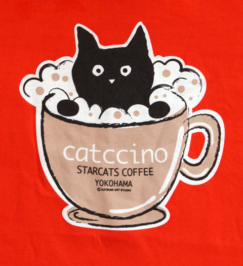 【猫柄】カツミアート（松下カツミ）T-シャツ：キャトチーノ