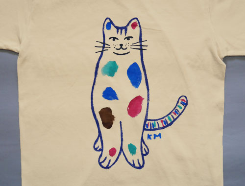 【猫柄】カツミアート（松下カツミ）T-シャツ：カラフルキャット（イラスト部分）