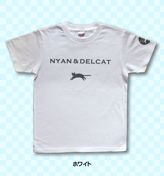 【猫柄】カツミアート（松下カツミ）T-シャツ：NYAN & DELCAT（ホワイト）