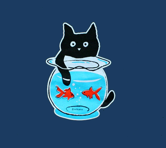 松下カツミ猫柄T-シャツ：金魚鉢（イラスト部分）