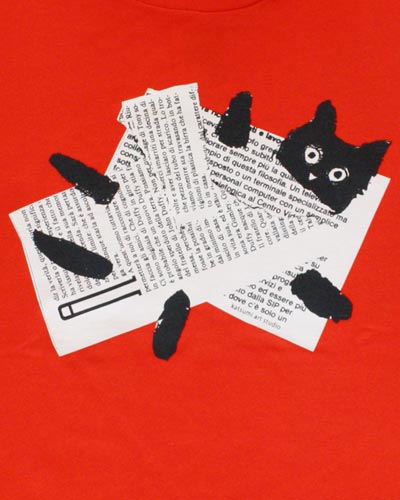 松下カツミ猫柄T-シャツ：新聞ネコ（イラスト部分）