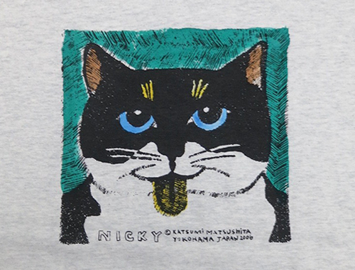 【猫柄】カツミアート（松下カツミ）T-シャツ：ニッキー（イラスト部分）