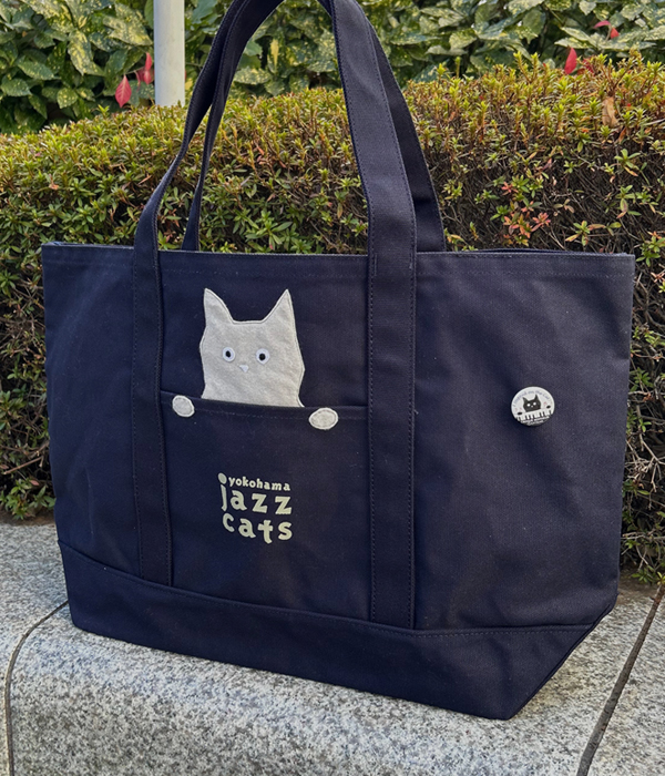 【猫柄】カツミアート（松下カツミ）ウルトラヘヴィーキャンバストートバッグ（特大）クロックムッシュ